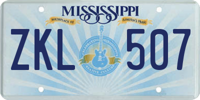 MS license plate ZKL507