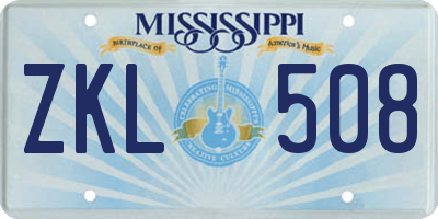MS license plate ZKL508