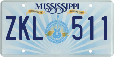 MS license plate ZKL511