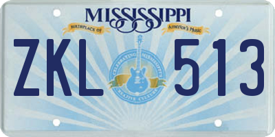 MS license plate ZKL513