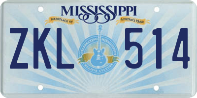 MS license plate ZKL514