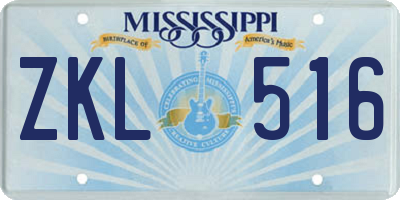 MS license plate ZKL516