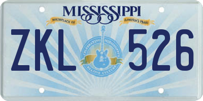MS license plate ZKL526
