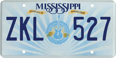 MS license plate ZKL527