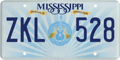 MS license plate ZKL528