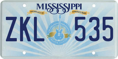MS license plate ZKL535