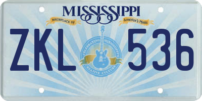 MS license plate ZKL536