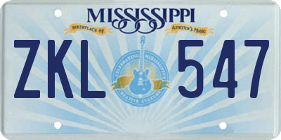 MS license plate ZKL547