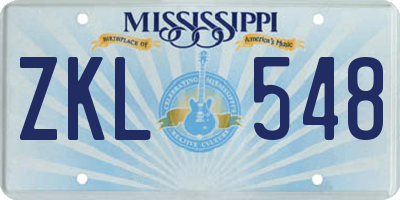 MS license plate ZKL548