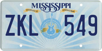 MS license plate ZKL549