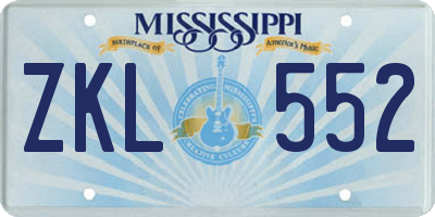 MS license plate ZKL552