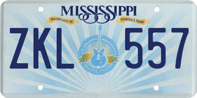MS license plate ZKL557