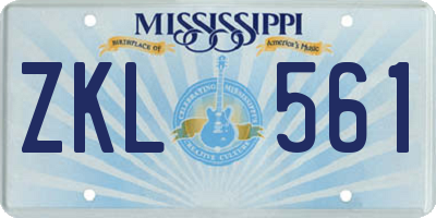 MS license plate ZKL561
