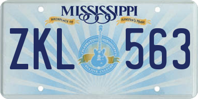 MS license plate ZKL563