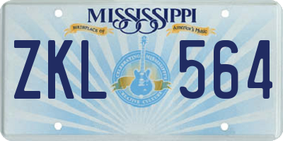 MS license plate ZKL564