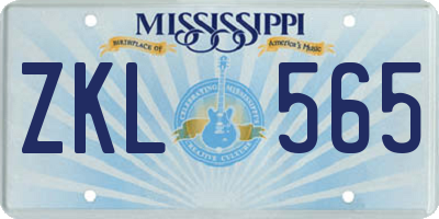 MS license plate ZKL565