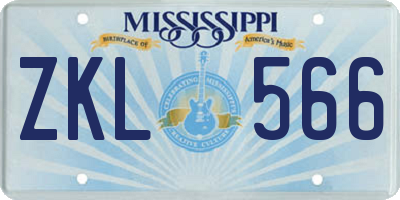MS license plate ZKL566