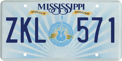 MS license plate ZKL571