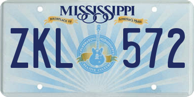 MS license plate ZKL572