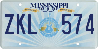 MS license plate ZKL574