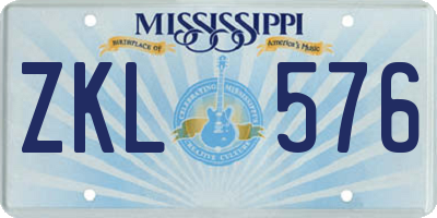 MS license plate ZKL576