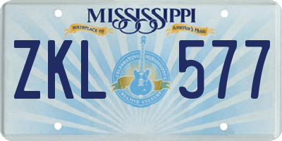 MS license plate ZKL577
