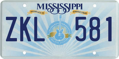 MS license plate ZKL581