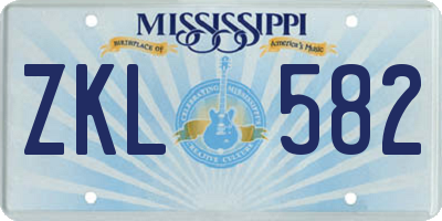 MS license plate ZKL582
