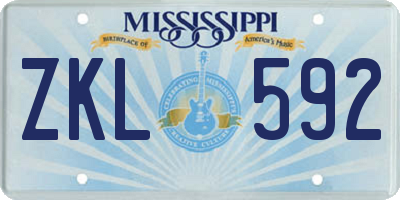 MS license plate ZKL592
