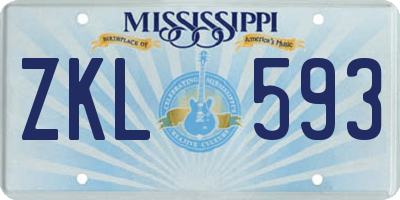 MS license plate ZKL593