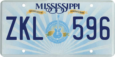 MS license plate ZKL596