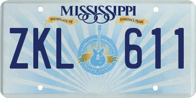 MS license plate ZKL611
