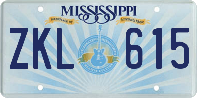 MS license plate ZKL615