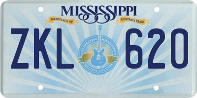 MS license plate ZKL620