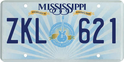 MS license plate ZKL621
