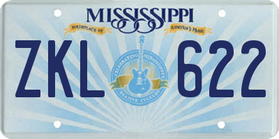 MS license plate ZKL622