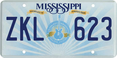 MS license plate ZKL623