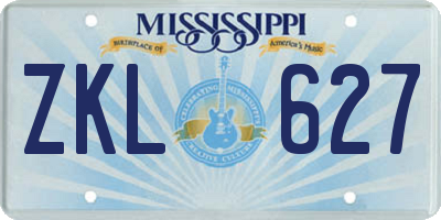 MS license plate ZKL627