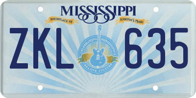 MS license plate ZKL635