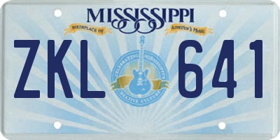 MS license plate ZKL641