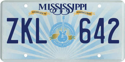 MS license plate ZKL642