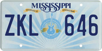 MS license plate ZKL646