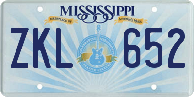 MS license plate ZKL652