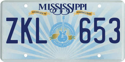 MS license plate ZKL653