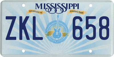 MS license plate ZKL658