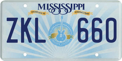 MS license plate ZKL660