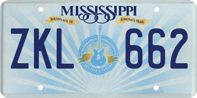 MS license plate ZKL662