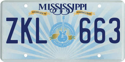 MS license plate ZKL663