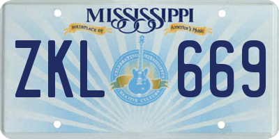 MS license plate ZKL669