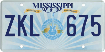 MS license plate ZKL675